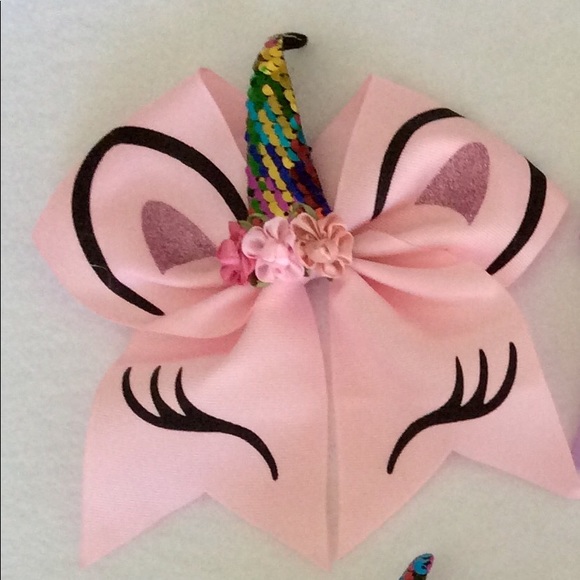 4 pcs/set Unicorn 濾 ponytail hair bow - Picture 4 of 7